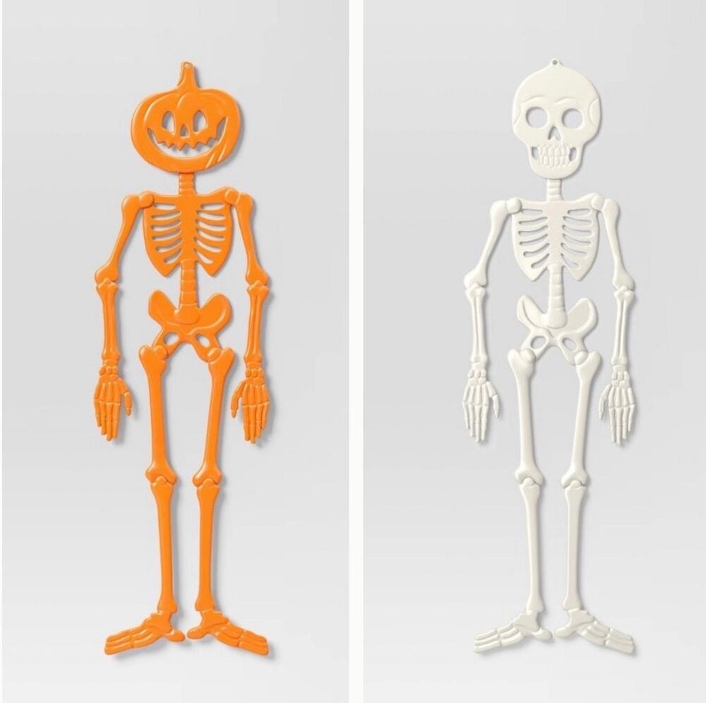 Set of 2 Target 59” Skull Skeleton & Pumpkin Jack Man Door Hanger Halloween NEW